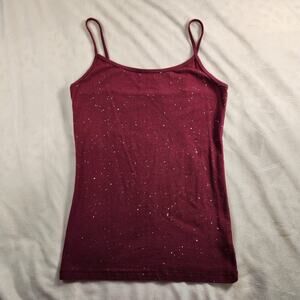 Aeropostale Burgundy Red Sparkle Glitter Base Layer Cami - Medium Y2K Glam